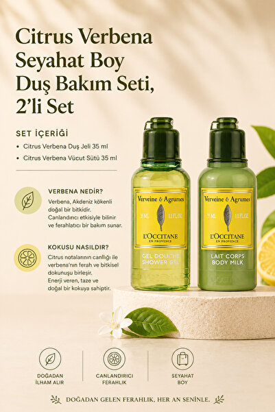 L'Occitane Citrus Verbena Seyahat Boy Duş Bakım Seti, 2'li Set