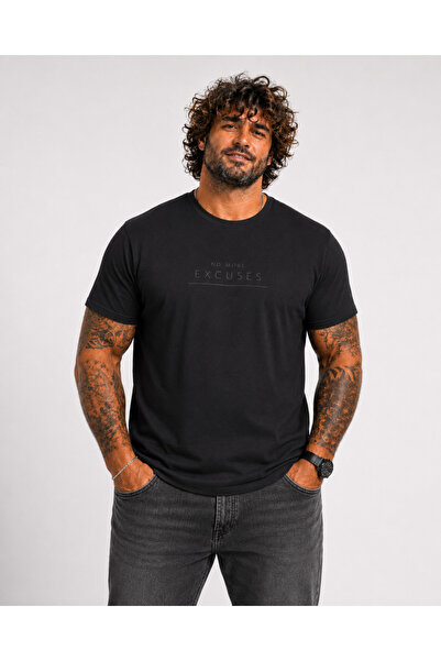 Starbattal Men's Oversize Crew Neck T-Shirt Excuses 26130 Black