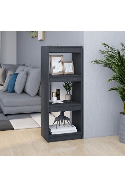 Concept Bibliotecă/Separator cameră gri 40x30x103,5 cm lemn masiv pin