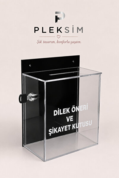 Premium Kalitede Kilitli Dilek ve Öneri Kutusu – Duvara Monte Pleksi Şikayet ve Geri Bildirim Kutusu
