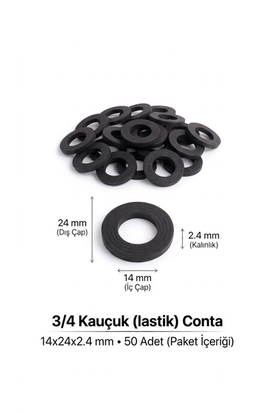 akmanlar conta 3/4 Kauçuk(lastik) Conta 14x24x2.4 mm 50 Adet