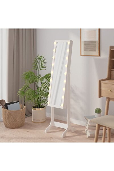 Concept Oglindă de sine stătătoare cu LED, alb, 34x37x146 cm