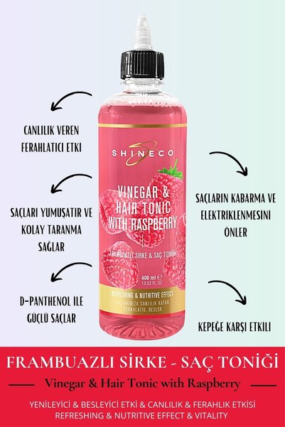 Shineco Raspberry Vinegar and Hair Tonic 400ml Winegar and Hair Tonic with Raspberry