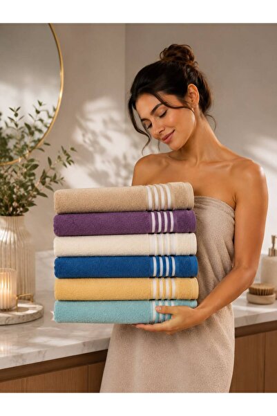 Rimo Home 6 Pcs 70X140 Hand Face Head Hair Bath Towel