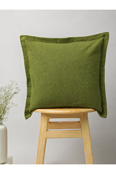 tab-linnn Tera Cotton Linen Square Throw Pillow Cover-Rustic, Hand-Stitched, ...