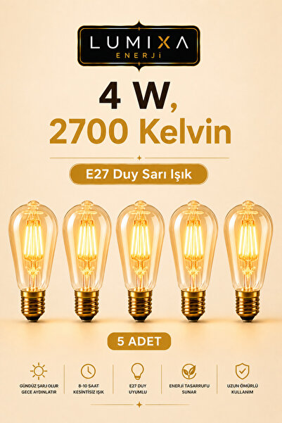 ZMR LUMIXA 4W 2700K RUSTİK AMPUL AMBER 5 ADET