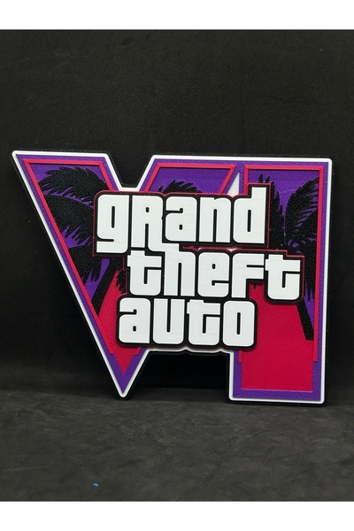 Grand Theft Auto VI (GTA 6) Logolu Standart Duvar Dekoru / Oyuncu Odası Aksesuarı