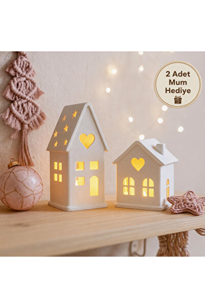 Winter Homes Decor & 2 Pieces Home Figurine & Cute Home Decor & 8x11cm (Hard Plastic)