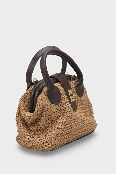 Capone Outfitters Saint Tropez Straw Look Women's Bag with Lock Detail