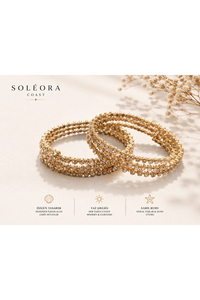 SOLÉORA COAST 3’lü Dorika Gold Bileklik Seti – Paslanmaz Çelik