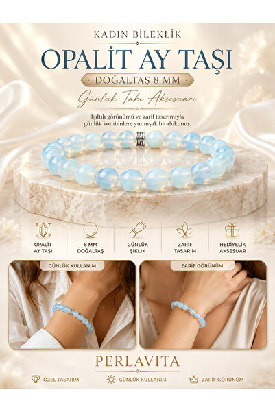 Women's Bracelet Opalite Moonstone 8mm Casual Jewelry Gift Accessory