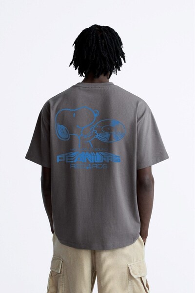 The Champ Clothing Ανδρικό μπλουζάκι με στάμπα Bisiklet Yaka Peanuts Records,...