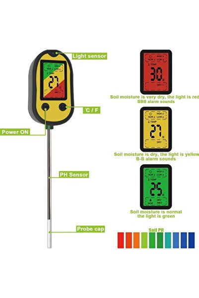 TEKNO İSTANBUL 5 in 1 Toprak pH Metre Nem Işık Şiddeti Sıcaklık Ölçer 5 Param...