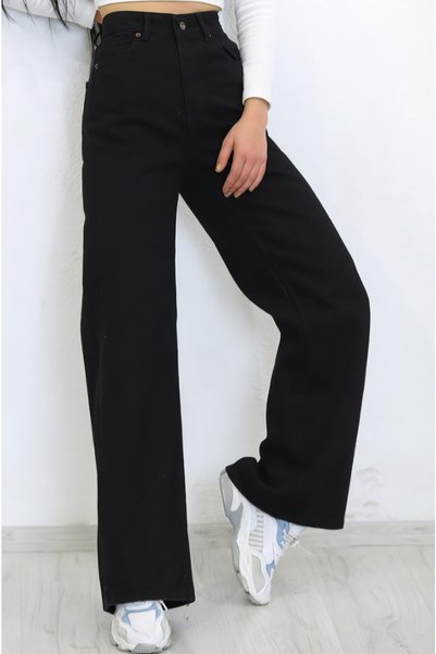 LİMABEL High Waist Lycra Black Palazzo Jeans Stretchy Jeans