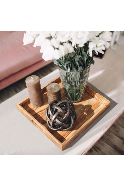 F&S WoodArt شجرة زيتون - خشب طبيعي - صينية فاخرة - طبق تقديم - طبق تقديم الطع...
