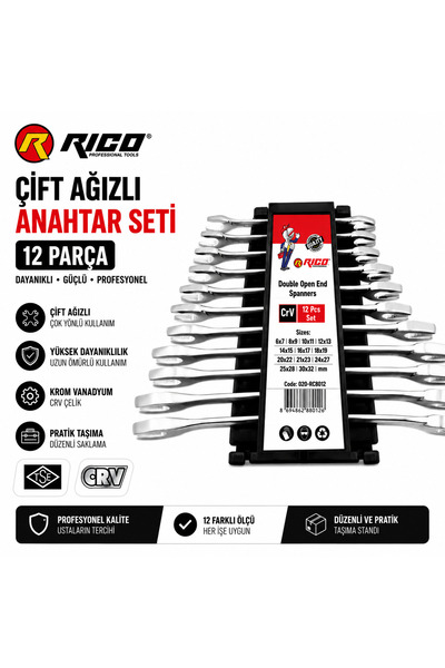 Rico 12 Parça Düz Açık Ağız Anahtar Takımı Seti 6x32mm