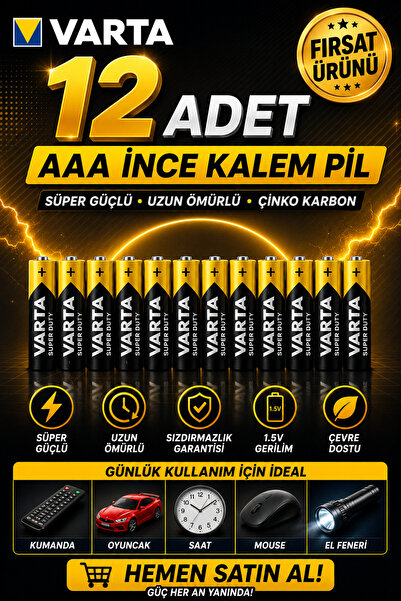 ANI OFİS KIRTASİYE A K Aaa İnce Kalem Pil 12'li | Süper Güçlü | Uzun Ömürlü Ç...