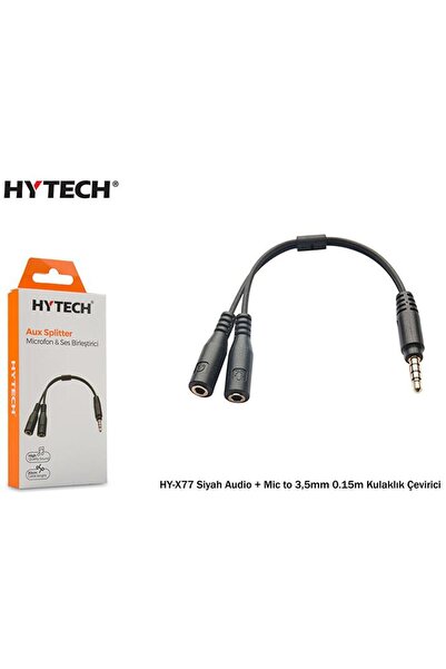 Hytech HY-X77 Siyah Audio + Mic to 3,5mm 0.15m Kul