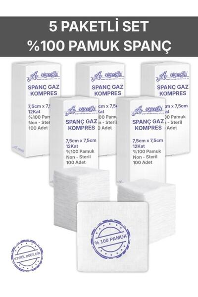 Alban Spanç Gazlı Bez 7,5x7,5cm 12 Katlı 500 Adet - Yüksek Emici, Yapışmayan,...