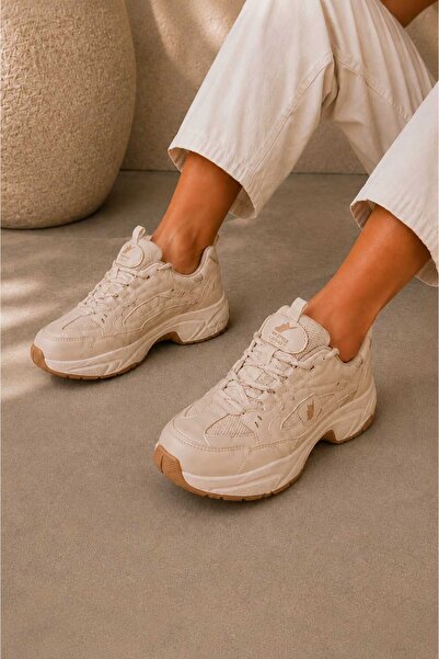 babiva Kadın Bej Kalın Taban Günlük Rahat Sneaker