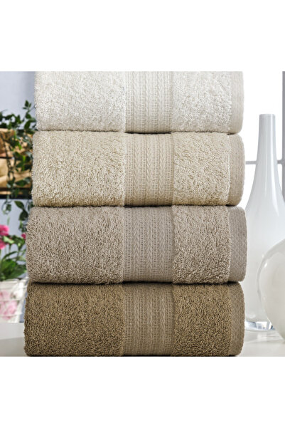 4'lü Pamuklu El Yüz Havlusu Seti 50x90 cm Rainbow Banyo Havlu Takımı Yumuşak