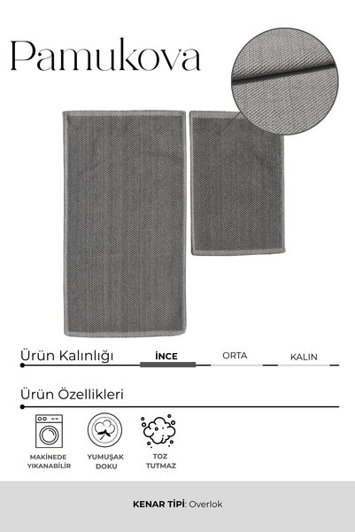 Halispecial Pamukova Water Absorbent Soft 2-Piece Bathroom Mat Set Washable Modern Sink Front Foot Mat (60X100 cm + 50X60 cm)