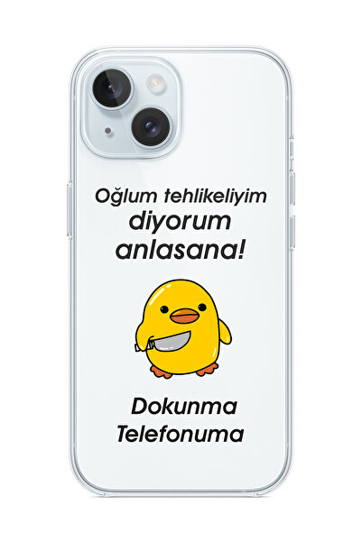 3GEN CASE iPhone 13/iPhone 14 Uyumlu Sinirli Civciv Desenli Şeffaf Silikon Kılıf