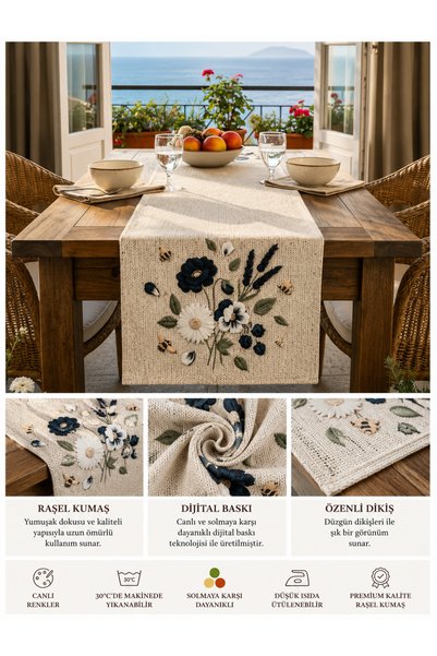 Softifyhome Digital Printed Raschel Fabric Runner 40X140 cm |   Modern Stylish Tablecloth |   Living Room, Kitchen, and Dining Table Decor