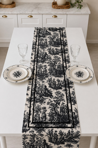 naya home 40x140cm Dokuma Leke Tutmaz Baskılı Tay Tüyü Kumaş Masa Örtüsü Deko...