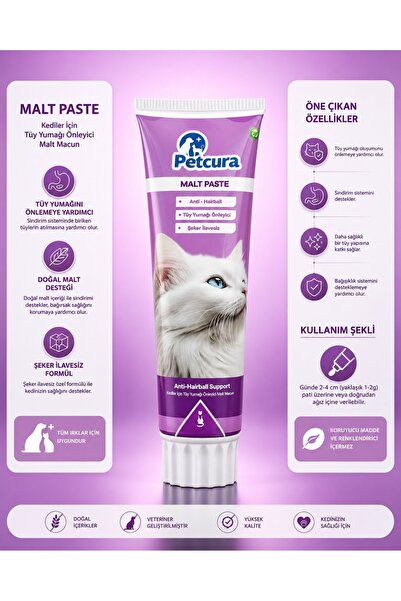 Kedi Malt Macunu Malt Paste 100 g | Tüy Yumağı Önleyici , Tamamlayıcı Kedi Macunu