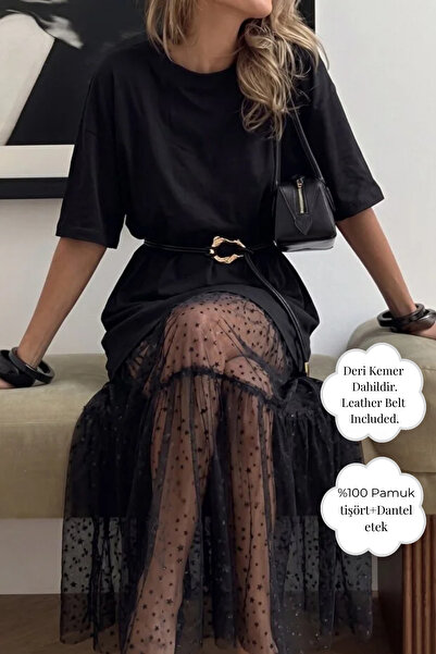 The Champ Clothing Γυναικείο φόρεμα μπλουζάκι oversized Lunéra με λεπτομέρεια...
