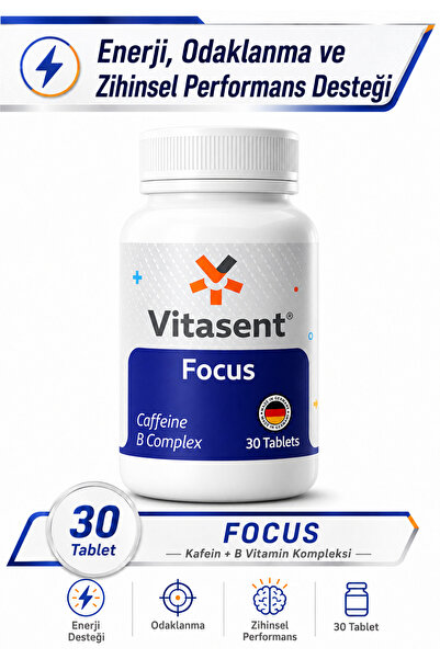 VİTASENT Focus 30 Tablet – Kafein & B Vitamin Kompleksi ile Enerji, Odak ve Z...