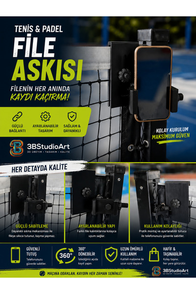 3B Tenis/Padel/Voleybol fileleri için çift taraflı yatay ve dikey ayarlanabil...