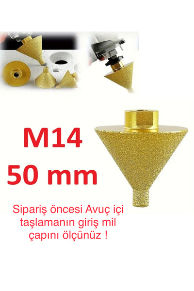 BGA M14-50 mm konik uçlu elmas freze mermer fayans granit avuç içi taşlama de...