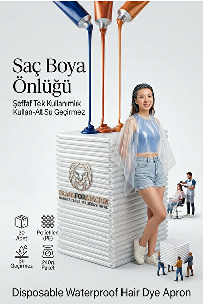 Transformacion Saç Boyası Önlüğü 30 Adet - Tek Kullanımlık Kullan-At Su Geçir...