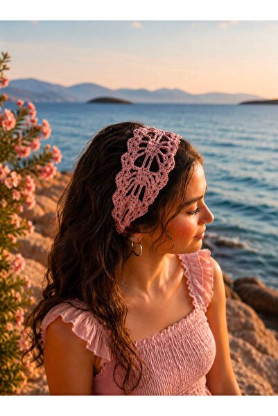 obrigado Hand Knitted Lace Hair Bandana Natural Handmade Modern and Aesthetic...