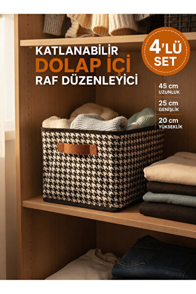 Handyol 4 Adet Çelik Dolap İçi Raf Düzenleyici Katlanabilir Kıyafet Organizer...