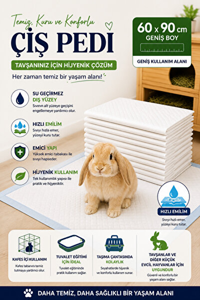 Naturashine Tavşan Hamster kemirgen Hijyenik Altlık ve Çiş Pedi 60x90 cm 5 Adet