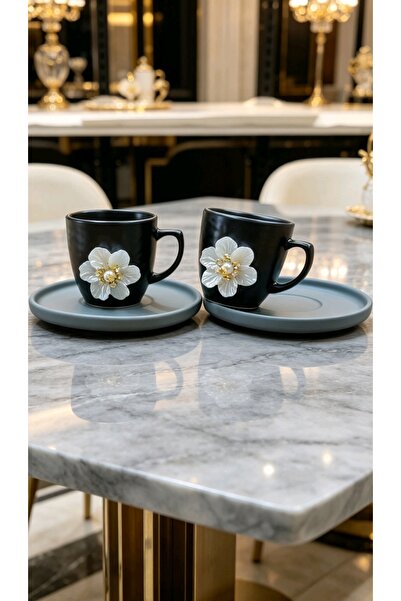KirLiNova Floral Detailed Coffee Cup Set of 2 – Coffee Cup & Saucer