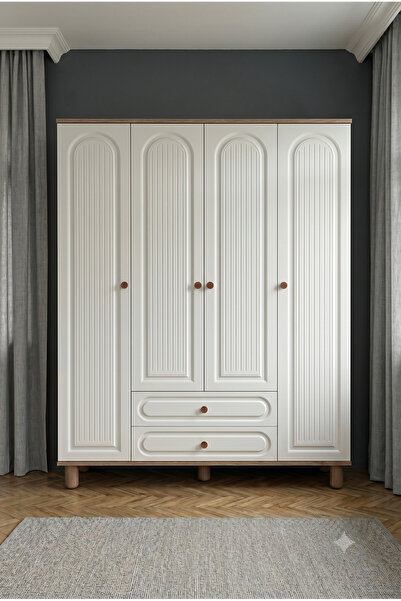 umondesign Bohem 4 Kapaklı 2 Çekmeceli Dolap Mdf Kapak Gardırop
