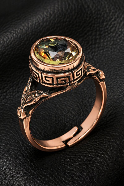 OSMANLI GÜMÜŞ Women's Copper Ring Zultanite Natural Gemstone Oval Model Coppe...
