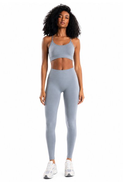 Formactive Kadın Sırt Detaylı Destekli Seamless Spor Sütyeni - Push Up Toparlayıcı Dikişsiz Tayt Seti 1800T