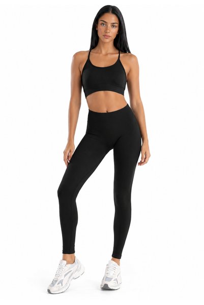 Formactive Kadın Sırt Detaylı Destekli Seamless Spor Sütyeni - Push Up Toparlayıcı Dikişsiz Tayt Seti 1800T