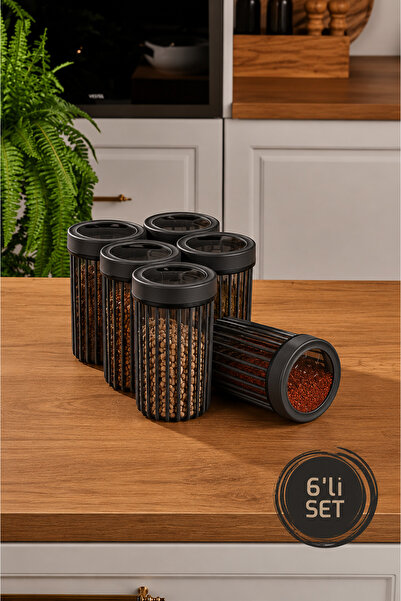 Stile Cucina 6-Piece Linea Round Storage Container 1.1 Liter Anthracite