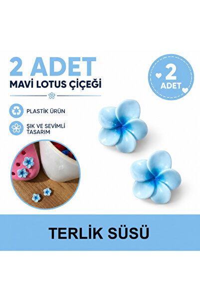 Luxmon Terlik Süsü Mavi Lotus Çiçeği 3d Plastik 2 Adet