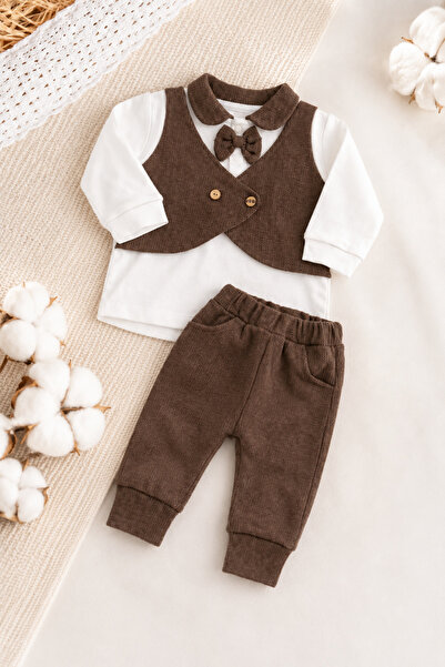 İZYALİF BABY طقم ملابس للأطفال الأولاد مكون من قطعتين مع ربطة عنق وصدرية بمظه...