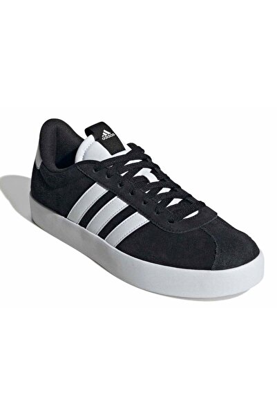 adidas حذاء رياضي VL Court 3.0 من الجلد السويدي للجنسين باللونين الأسود والأبيض