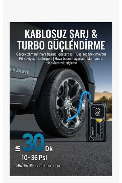 auhma TAŞINABİLİR KOMPRESÖRLÜ HAVA POMPASI 4000 mAh