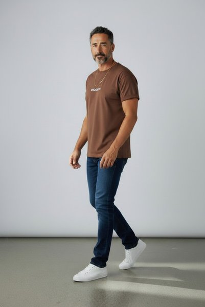 Altamira Men's Brown Brooklyn Printed Tshirt