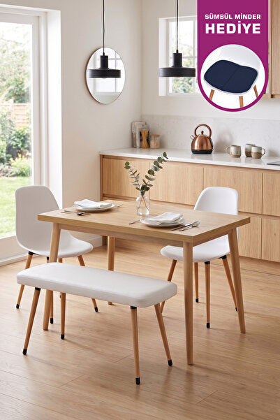 VİLİNZE Vilinze Eames Sandalye-Bank Avanos Ahşap MDF Mutfak Masası Takımı - 7...